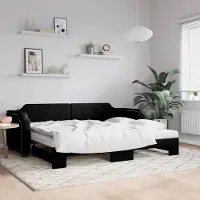 Prolenta Maison Exclusive - Canapé-lit convertible avec matelas noir 90 x 200 cm en tissu