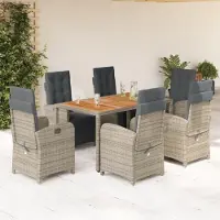 Prolenta Maison Exclusive - Ensemble de salle à manger de jardin 7 pièces avec coussins gris en polyrotin