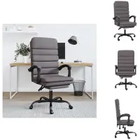 vidaXL Chaise de bureau avec fonction massage Gris Similicuir - Chaises de bureau