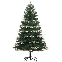 Syfax Sapin de Noël artificiel à charnières avec neige floquée 150 cm