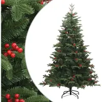 Syfax Sapin de Noël artificiel avec pommes de pin et baies 180 cm