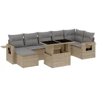 vidaXL Ensemble de jardin canapé 8 pièces avec coussins Beige Poly Rattan