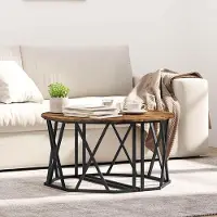 vidaXL Durable Table basse chêne fumé 80 x 80 x 42 cm bois d'ingénierie et acier - Tables basses Octo6519026 1parcel