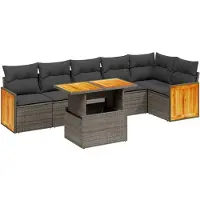 Syfax Salon de jardin avec coussins 7 pcs gris résine tressée