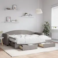 Prolenta Maison Exclusive - Canapé-lit convertible avec tiroirs, taupe, 80 x 200 cm, tissu
