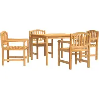 Syfax Ensemble à manger de jardin 5pcs Bois de teck massif