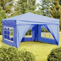 Prolenta Tente de réception pliante avec parois latérales, couleur bleue, dimensions 3x3 mètres