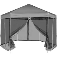 Syfax Chapiteau hexagonal avec 6 parois latérales Gris 3,6x3,1 m