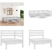 vidaXL 7 pcs. Garden Lounge Set Blanc Pin Massif - Set de meubles de jardin - Garniture de jardin - Garniture de jardin