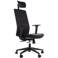 Stema Chaise de bureau ergonomique pivotante ZN-807-B, accoudoirs réglables, appui-tête, assise coulissante (avant-arrière), noir