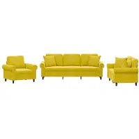 vidaXL Ensemble de canapés 3 pièces avec coussins Velours jaune