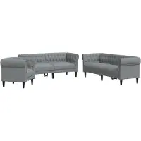 Super Merchant Ensemble de canapés 3 pièces gris clair tissu