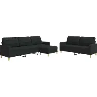 Syfax Ensemble de canapés 3 pcs avec repose-pied noir tissu