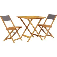 vidaXL Ensemble Bistro 3 pièces Anthracite Tissu et bois massif