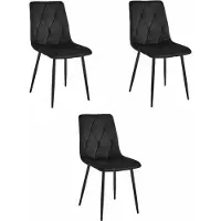 Leobert Chaise - - Libra - Velours Noir/Pieds Noirs - Lot De 3