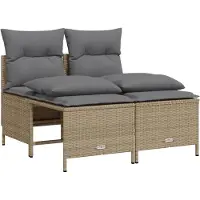 vidaXL Ensemble de salon de jardin 4 pièces avec coussins Beige Poly Rattan