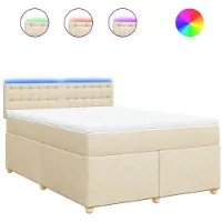vidaXL Lit boxspring avec matelas Crème 140x200 cm Tissu