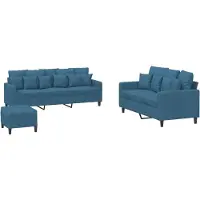 vidaXL Ensemble de canapés 3 pièces avec coussins bleu velours