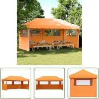 The Living Store Tente de réception pliable Pop-Up avec 3 panneaux latéraux Orange