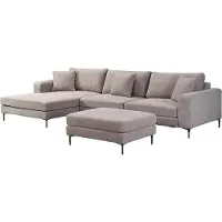 HOME DELUXE Canapé BELLANO Beige L 340 x 188 x 94 cm - Ottomane : gauche | coussins décoratifs inclus Canapé en velours côtelé, canapé en L, canapé d'angle, tissu velours côtelé