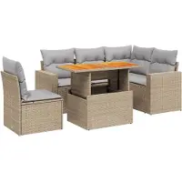 vidaXL Ensemble de salon de jardin 6 pièces avec coussins Beige Poly Rattan