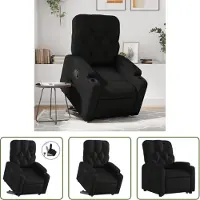 The Living Store Fauteuil relax avec releveur Noir Similicuir