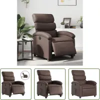 The Living Store Fauteuil relax électrique Marron Similicuir