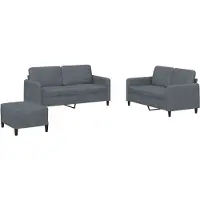 Syfax Ensemble de canapés 3 pcs gris foncé velours