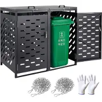 Vevor Abri à poubelles , 2x 240 L abri à poubelles, conteneur à déchets, habillage de poubelle, abri de rangement de poubelle verrouillable, pour poubelle, jardin, arrière-cour et terrasse