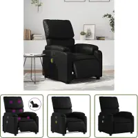 The Living Store Fauteuil de massage électrique noir similicuir