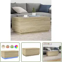 The Living Store Table basse avec lampes LED Chêne Sonoma 90x50x40 cm