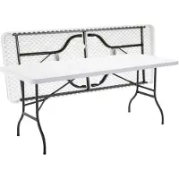 Oviala Table de jardin pliante 8 places Blanc - 180cm x 74cm x 74cm - REKKEM