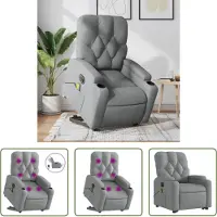The Living Store Fauteuil de massage électrique avec releveur Gris clair Tissu