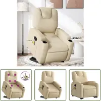 The Living Store Fauteuil de massage avec releveur Crème Tissu