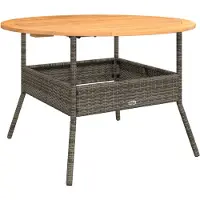 Syfax Table de jardin et dessus en bois d'acacia gris résine tressée