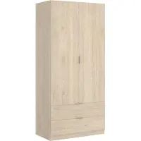Dmora Anya - Armoire 2 Portes, 81x184h cm Chêne Marron, Portemanteau
