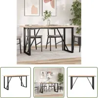 The Living Store Table de salle à manger O-Cadres 140x80x75,5 cm Pin massif & fonte