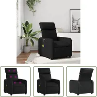 The Living Store Fauteuil de massage Noir Similicuir