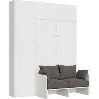 Itamoby - Armoire lit double escamotable vertical 140 Kentaro Sofa avec meublier Frêne Blanc -A20