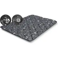 AIO Factory Tapis de couchage pour chien 120x80 cm imperméable, motif os argentés
