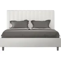 Ityhome - Lit coffre rembourré 160x210 similicuir blanc Agueda