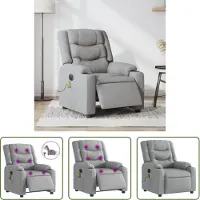 The Living Store Fauteuil de massage électrique Gris clair Tissu