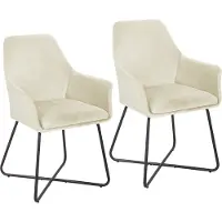 SVITA JOSIE Dining Set de 2 chaises de salle à manger Fauteuil Chaise rembourrée Tissu Blanc