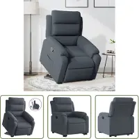 The Living Store Fauteuil relax releveur gris foncé velours
