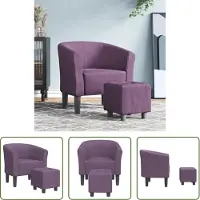 The Living Store Fauteuil club avec pouf Tissu violet