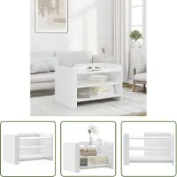The Living Store Table basse blanche 80x50x50 cm bois composite