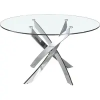 ANGEL CERDA SL Angel Cerdá table à manger ronde en verre trempé en acier chromé 1061-Ø110