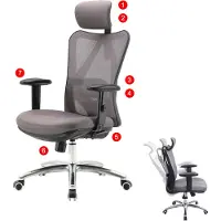 Mendler Chaise de bureau HWC-J86, chaise de bureau, ergonomique charge maximale 150kg sans repose-pieds, gris
