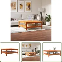 The Living Store Table basse brun cire 100x100x40 cm pin massif