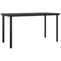 Syfax Table à dîner de jardin Noir 140x70x74 cm Acier et verre